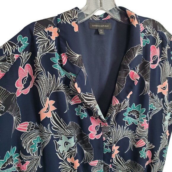 Banana Republic Size 12 Dress Ruffle Hem Floral Kimono Sleeve Country Cottage - Picture 6 of 9